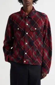 Undercover Check Wool Blend Mosser Jacket in Red Check at Nordstrom, Size 3