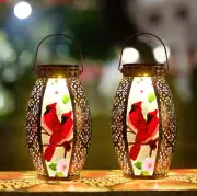 Larger Hanging Cardinal Solar Lantern 2 Pack Waterproof, Solar Lantern Decora...