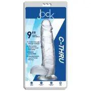 JOCK 9" C-Thru Clear TPE Dong with Balls & Suction Cup - The Ultimate Transparen