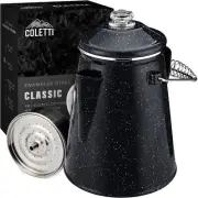 Versatile Black Enamel Percolator - 12 Cups for Camping & Outdoor Brewing