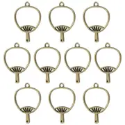 20Pcs Fan Shaped Alloy Open Back Bezel Pendants Resin Frame, Bronze