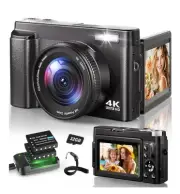 4K Digital Camera 48MP 60FPS Video HDMI Photo 16x Zoom w/32G SD Vlogging Youtube