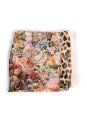 Floral Leopard Print Silk Scarf