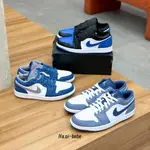 AIR JORDAN 1 LOW 復古 籃球鞋 白藍553558-412 黑藍553560-140 煙灰 灰藍 板鞋