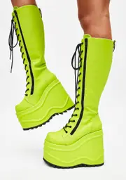 [Dolls Kill x Demonia] Slime Evil Intentions Wedge Knee High Boots