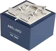[Abelard] Men's Cuff Link and Tie Bar Set, Silver