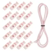 20 Pcs Double Hole Cord Locks with Elastic Cord, Salmon Pink