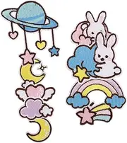 LOLIPPYY 9pcs Cartoon Embroidered Patches for Clothes DIY Self Adhesive Decorative Iron Appliques for Hats Bags and Garments for Craft Projects and Repairs
