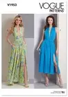VOGUE DRESS SEWING PATTERN 1953 6-14 Womens Plunge Neck & Belt Uncut .