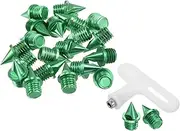 uxcell 1/4 Inch Carbon Steel Track Spikes, 20 Pack Sports Shoes Spikes Replacement Accessories with Spike Wrench for Long Jumping Running, Green