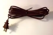 15' BROWN LAMP CORD SET POLARIZED PLUG 18/2 SPT-1 LAMP PART NEW 30280J