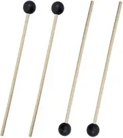 2 Pairs Marimba Mallets, Xylophone Mallet, Glockenspiel Sticks, Keyboard Mallet, Black Rubber with Wooden Handle for Playing Percussion Instruments