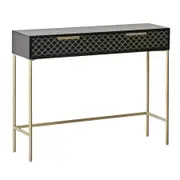 Modern Black Console Table with Gold Handle 100 cm