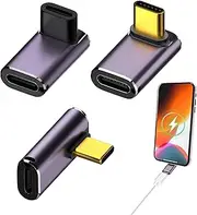 Right Angle USB C, USB C Right Angle Adapter, 90 Degree USB C Adapter, Middle Angle and Side Angle 90 Degree Right Angle Type C, Compatible with Thunderbolt 3/4 and with USB Type C Interface Devices