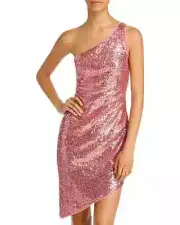 Aqua L84813 Womens Rosette Asymmetrical Sequined Dress Size S