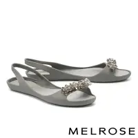在飛比找Yahoo奇摩購物中心優惠-涼鞋 MELROSE 質感水鑽後繫帶防水低跟涼鞋－灰