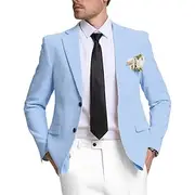 Men's Linen Blazer Sport Coat Lightweight Classic Solid Colored Blazer Black Navy Blue Sky Blue Standard Fit Single Breasted Two-buttons