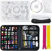 AUXIN Sewing Kit with Tools and Accessories, 40 Colors Thread Spools,Come with Elastic Band Zippers Embroidery Stabilizers,Complete Large Format Repair Set for Women Home Emergency