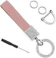 [LALOCAPEYO] 1Pcs Leather Car Keychain for Women Keyrings Screwdriver Accessories with Glitter Rhinestones Universal Key Fob, One Size