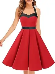 [DRESSTELLS] Women Vintage 1950s Rockabilly Polka Dots Audrey Dress Retro Cocktail Dress