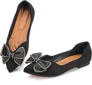 [LiupanUp] Women's Pointed Toe Bow Flat Shoes Round Head Fashion Bride Wedding Dress Shoes Comfortable Non Slip Slip on Walking Shoes