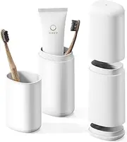 Travel Toothbrush Case, Portable Tooth Brush Holder and Toothpaste Cover Container with Mouthwash Cup, Compact Oral Clean Tools Organizer for Traveling/Camping/School/Home - Large Capacity