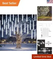 Magical 864 LED Christmas Meteor Shower Lights with Waterproof Safety Features