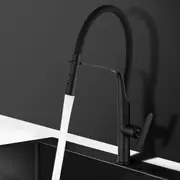 ACA Pull Down Kitchen Tap Sink Faucet Flexible Rubber Swivel Deck Mounted Black WELS
