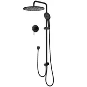 10" Round Shower Head Handheld Set With Tap Adjustable Height Rail Diverter Black
