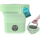 11L Mini Portable Washing Machine, Foldable Washer with Spin Dryer Green