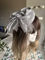 Grey fascinator headband Grey Races Hat Grey Headband