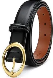 [CHAOREN] Womens Belts for Jeans, CR Womens Leather Belt with Gold Buckle, 1.15" Width Ladies Casual Belts for Jeans Pants Dress