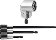 NUZAMAS Right Angle Drill 105 Degree Driver Extension Power Screwdriver Attachment 1/4inch Hex Magnetic Bit Socket Holder Adaptor and 3PCS Hex Shank Extension Set