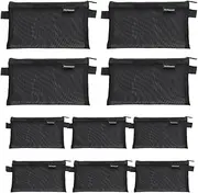 AIMALL 10PCS Clear Mesh Portable Pen Pencil Case Set, 4.7x8.1 Inches Multi-Use Nylon Cosmetic Storage Bag Pouch, Durable and Lightweight, Ideal for Office, School, Travel, Black