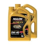 2 x Nulon Full SYN APEX+ 5W-40 Performance Engine Oil 5L APX5W40-5 Ref SYN5W40-5