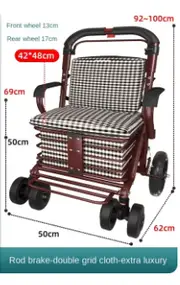 Steel Rollator Walker for Adult Mobility Impairment Foldable Adjustable Handles Rolling Walker for Seniors 75kg 42cm wide