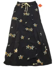 NEW Mossimo Maxi Skirt Rayon Navy Floral Two Front Slits Sz M NWT Beachy