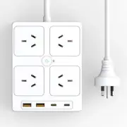 Power Board with 4 AC Outlets & 4 USB Ports, 3M Surge Protector