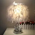 Rhinestone Pendants Feather Shade Lamp Night Light Table Bedside Home Room Decor