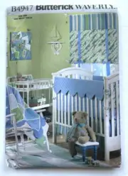 Butterick B4947 Waverly Infant Crib Baby Sheet Bumpers Coverlet Sewing Pattern
