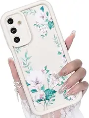 [CASBST] for Samsung Galaxy A35 5G Case, Creative Flower Pattern Design Girls Women Liquid Silicone Cover, Thicker Frame Shockproof and Scratch-Resistant Soft Case for Samsung A35 - White