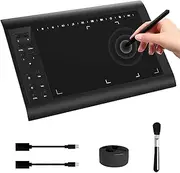 Graphics Drawing Tablet, 10x6 Inch Graphic Tablets with 8192 Level Pen,12 Hot Keys,Digital Design Pad Compatible with PC/Mac/Android for Painting,Design&Online Teach
