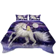 Purple Space Unicorn and Ginger Kitten Coverlet