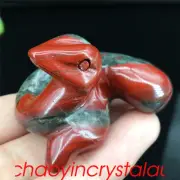 1pc Natural blood stone snake skull quartz crystal carved decoration reiki 2''