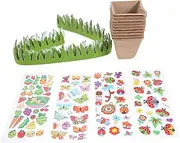 Kisangel 16pcs DIY Garden Paper Pot Craft Kit for Boys and Girls Starter Planting Cups Cartoon Stickers Easy to Use Boys and Girls' Craft Sets