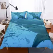 Crowds Sharks Under Sea 3D Digital Print Bedding Duvet Quilt Cover Pillowcase