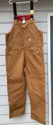 Carhartt Duck Quilt-Lined Zip-To-Thigh Insulated Bib Overalls Men's Size 44x34
