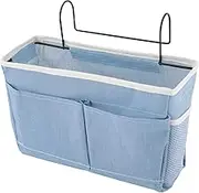Surblue Bedside Caddy Bedside Storage Bag Hanging Organizer for Bunk, Hospital Beds, Dorm Rooms Bed Rails Camp 4 Pockets and 2 Hooks (Skyblue)