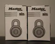 2 PACK~Master Lock V85 Combinations Padlock, Black/ Chrome