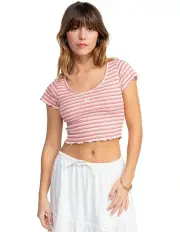 [Roxy] Mini Short Sleeve Top in Egret Mini Stripe
